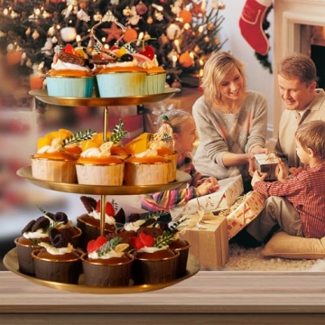 Elegant PUWWOT Gold Metal 3 Tier Cupcake Stand