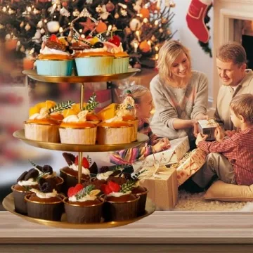 Elegant PUWWOT Gold Metal 3 Tier Cupcake Stand