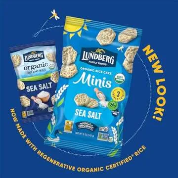 Lundberg Organic Rice Cake Minis, Sea Salt, 6-Pack – Regenerative Organic Certified Mini Rice Cakes, Healthy Snacks, Vegan, 5 Oz Ea