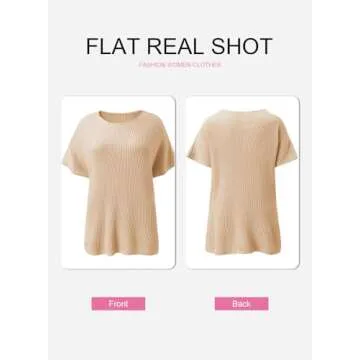 SHEWIN Shirts for Women Casual Crewneck Oversized Sweaters Tunic Tops Loose Women's Tops Short Sleeve Shirt Lightweight Spring Tops for Women 2025 Apricot Medium