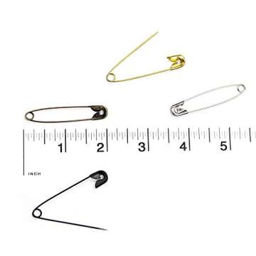 1000 Big Safety Pins for Crafts and Fashion, Black Color