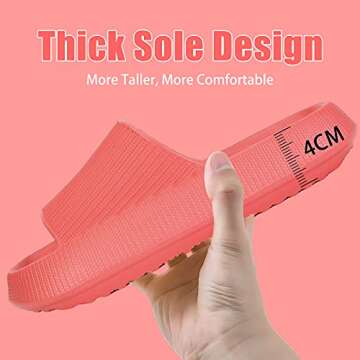 rosyclo Cloud Slippers for Women and Men, Pillow House Slippers Soft Comfortable Cushioned Lightweight Home Shower Shoes Women's Cloud Slide Sandals for Ladies Indoor, Watermelon Red