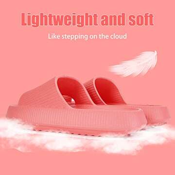 rosyclo Cloud Slippers for Women and Men, Pillow House Slippers Soft Comfortable Cushioned Lightweight Home Shower Shoes Women's Cloud Slide Sandals for Ladies Indoor, Watermelon Red