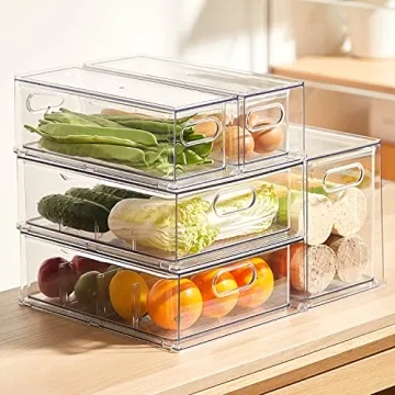 Stackable Fridge Drawer Organizers - Space Saving Containers