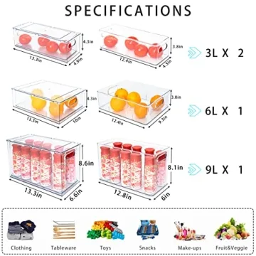 Stackable Fridge Drawer Organizers - Space Saving Containers