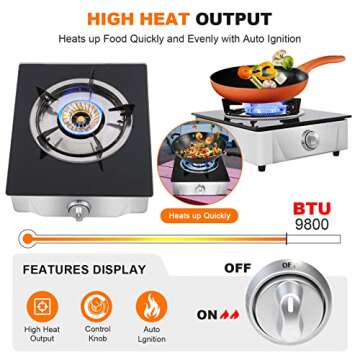 Portable Propane Stove Single Burner with Auto Ignition