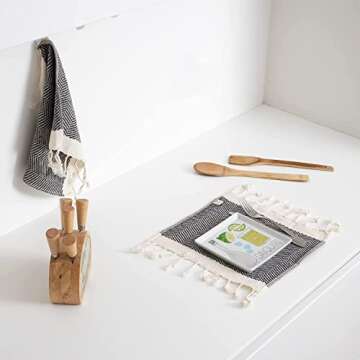 SMYRNA TURKISH COTTON Herringbone Series Kitchen Dish Towels Pack of 6, Machine Washable Wash Cloths...