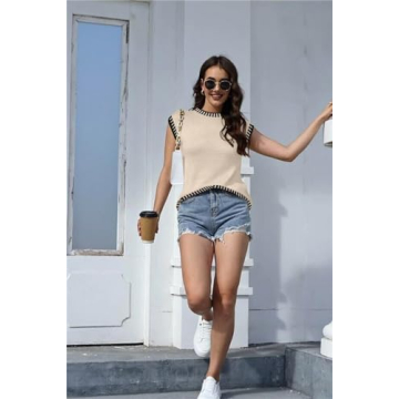 2025 Women's Cap Sleeve Knit Sweater Tops - Trendy & Comfortable