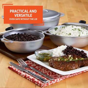 IMUSA USA Traditional Colombian Natural Caldero 3-Piece(1.5/3.5/7.0 Quart) Dutch Oven Set, Silver, Small