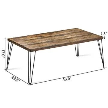 Giantex Rustic Coffee Table with Industrial Metal Legs