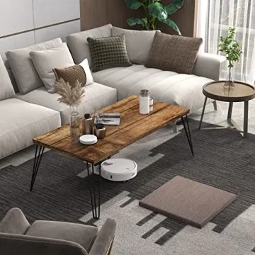 Giantex Rustic Coffee Table with Industrial Metal Legs