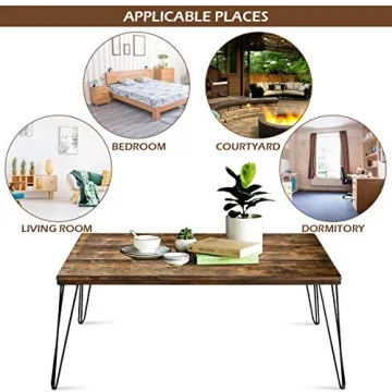 Giantex Rustic Coffee Table with Industrial Metal Legs