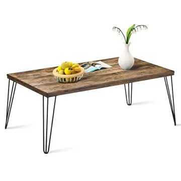 Giantex Rustic Coffee Table with Industrial Metal Legs