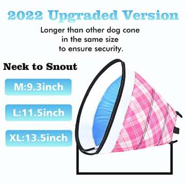 INKZOO Dog Cone Collar for After Surgery, Soft Pet Recovery Collar for Dogs and Cats, Adjustable Cone Collar Protective Collar for Large Medium Small Dogs Wound Healing (Pink Plaid, Medium)