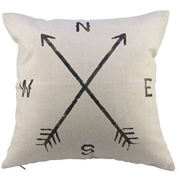 Leaveland Magic Arrow Compass Decorative Pillow Case - Eco-Friendly Cotton Linen 20x20
