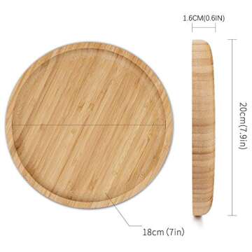 ANOTION Bamboo Plant Saucers - Durable & Stylish Set of 2