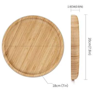 ANOTION Bamboo Plant Saucers - Durable & Stylish Set of 2