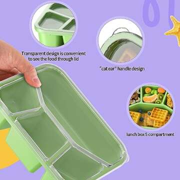 RGNEIN Bento Lunch Box and Snack Containers - 4 Compartments, Durable and Safe Lunch Containers for ...