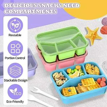 RGNEIN Bento Lunch Box - Safe 4-Compartment Containers