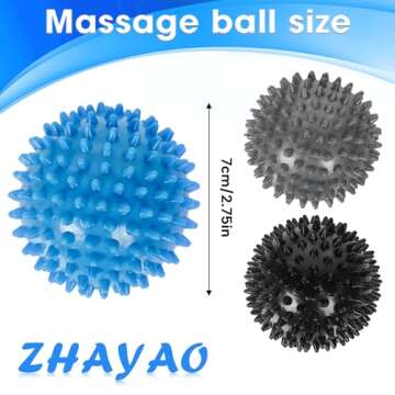 ZHAYAO 3 Pack Spiky Hard Massage Balls, Massager Rollers for Plantar Fasciitis,Muscle Soreness Massa...