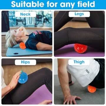 ZHAYAO 3 Pack Spiky Hard Massage Balls, Massager Rollers for Plantar Fasciitis,Muscle Soreness Massager Ball - Exercise, Neuro-Balance, Physical Therapy, 3 inches