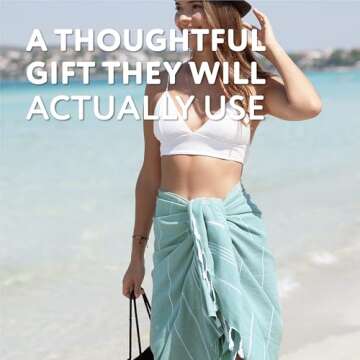 WETCAT Turkish Beach Towel Oversized (38"x71") 100% Turkish Cotton, Made in Turkey - Sand Free, Extr...