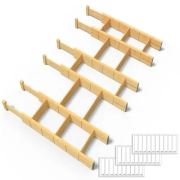 SpaceAid Bamboo Drawer Dividers with Inserts and Labels
