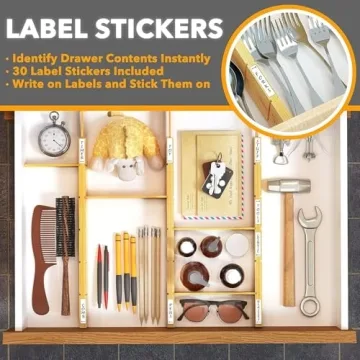 SpaceAid Bamboo Drawer Dividers with Inserts and Labels