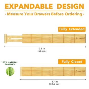 SpaceAid Bamboo Drawer Dividers with Inserts and Labels
