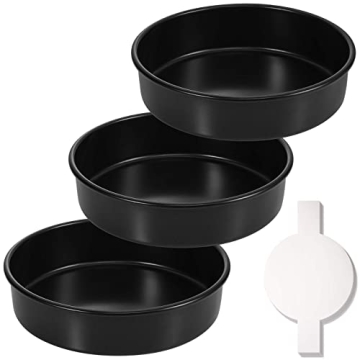 HIWARE 8-Inch Nonstick Cake Pan Set with Parchment Papers