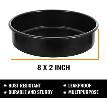 HIWARE 8-Inch Nonstick Cake Pan Set with Parchment Papers