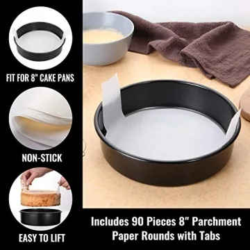 HIWARE 8-Inch Nonstick Cake Pan Set with Parchment Papers