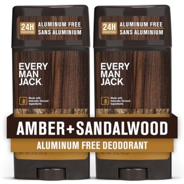 Every Man Jack Amber + Sandalwood Men’s Deodorant - Freshness in an Aluminum Free Formula for All ...