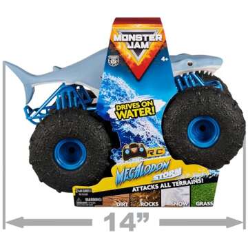 Monster Jam, Official Megalodon Storm All-Terrain Remote Control Monster Truck for Boys and Girls, 1...