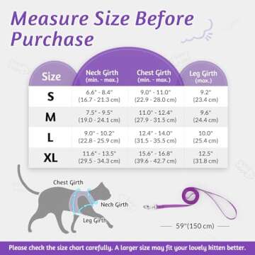 rabbitgoo Cat Harness and Leash Set for Walking Escape Proof, Adjustable Soft Kittens Vest with Refl...