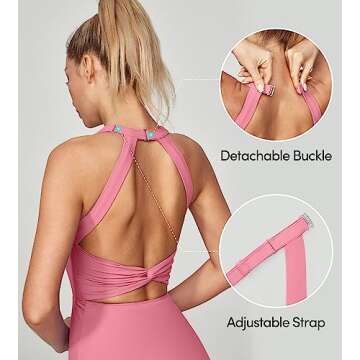 IUGA Womens Tennis Dress with Built in Shorts & Bra Athletic Dress for Women Cut Out Twisted Golf Workout Dress with Pockets Pink