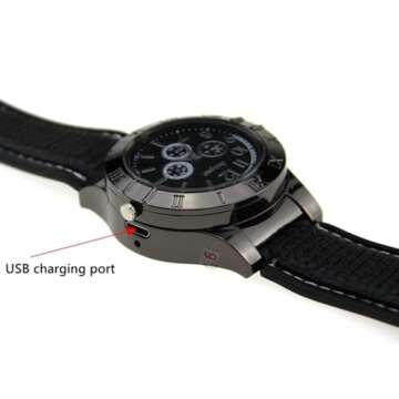 NUHUi Men's Windproof Cig Watch Lighter, Multifunctional USB Rechargeable Sporty Wristwatch Stylish Cool Digital Flameless Quartz Watch(Black)