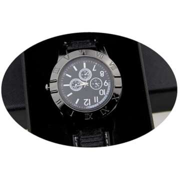 NUHUi Men's Windproof Cig Watch Lighter, Multifunctional USB Rechargeable Sporty Wristwatch Stylish Cool Digital Flameless Quartz Watch(Black)
