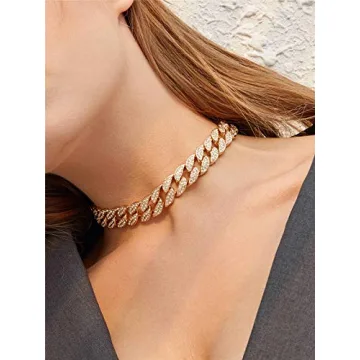 Ingemark Shiny CZ Rhinestone Curb Cuban Link Choker for Everyone
