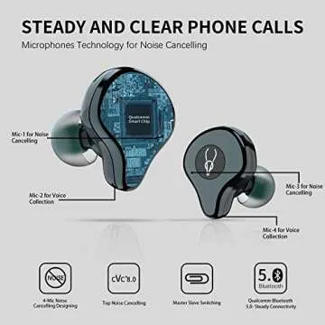 Sabbat True Wireless Earbuds - 30H Noise Cancelling Headphones