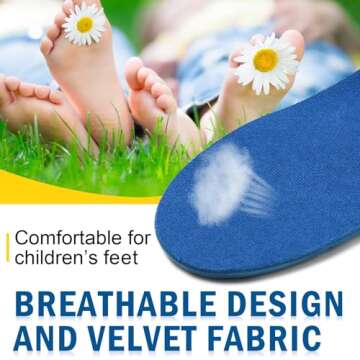 Ailaka Kids Orthotic Cushioning Arch Support Shoe Insoles, Children Pu Foam Inserts for Flat feet, Plantar Fasciitis, Feet Heel Pain Relief Blue