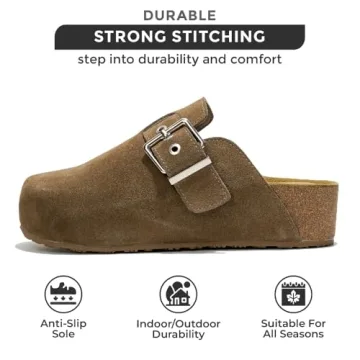 Project Cloud Clogs for Women - Memory Foam Women's Mules & Clogs, Wedges Heels for Women - Platform Clogs for Women Footwear, Womens Clogs - Mules for Women 2024 (Rhona, Taupe, 7)