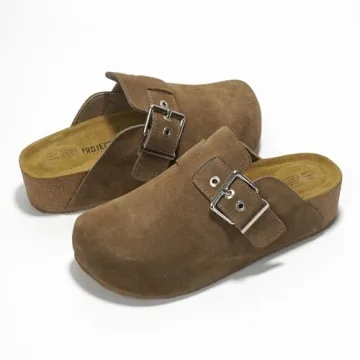 Project Cloud Clogs for Women - Memory Foam Women's Mules & Clogs, Wedges Heels for Women - Platform Clogs for Women Footwear, Womens Clogs - Mules for Women 2024 (Rhona, Taupe, 7)