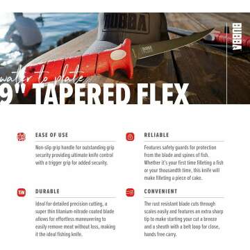 9 Inch Tapered Fillet Knife with Non-Slip Grip