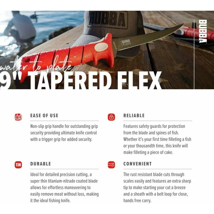 9 Inch Tapered Fillet Knife with Non-Slip Grip