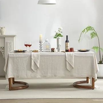 Elegant EVERLY Heavyweight Linen Hemstitch Tablecloth - 60x132 Inch Quality Table Cover for Any Occa...