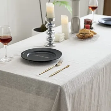 EVERLY Pure Linen Hemstitch Tablecloth for Stylish Dining