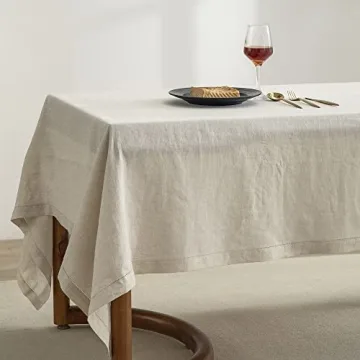 EVERLY Pure Linen Hemstitch Tablecloth for Stylish Dining