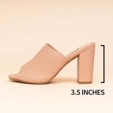 Trary Pink 3.5-inch High Heels Mules - Comfortable Chunky Block Heels for Women
