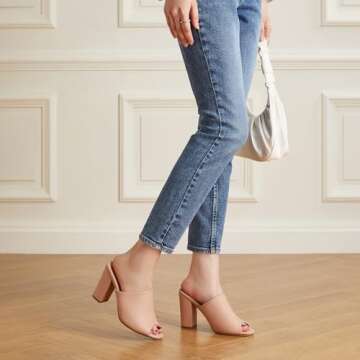 Trary Women's Pink 3.5in Block Heels Mules for Any Occasion